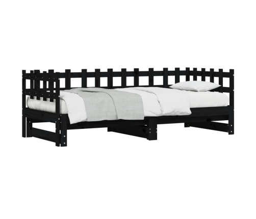 Sofá cama extraíble madera maciza de pino negro 2x(80x200) cm