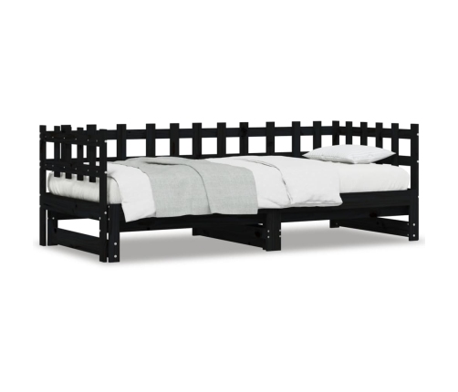 Sofá cama extraíble madera maciza de pino negro 2x(80x200) cm