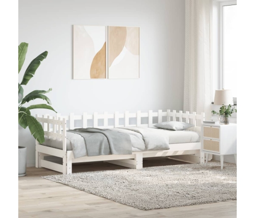 Sofá cama extraíble madera maciza de pino blanco 2x(90x200) cm