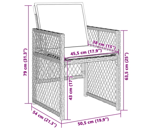 Sillones de jardín con cojines 4 uds ratán sintético gris claro