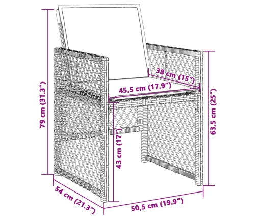 Sillones jardín con cojines 4 uds ratán sintético beige mezcla