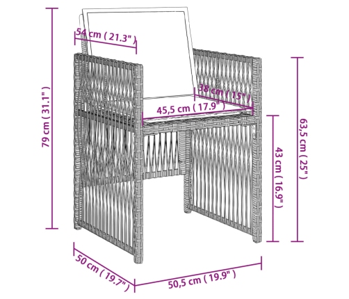 Sillones de jardín con cojines 4 uds ratán sintético gris claro