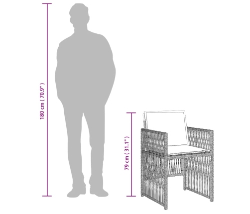 Sillones de jardín con cojines 4 uds ratán sintético gris claro