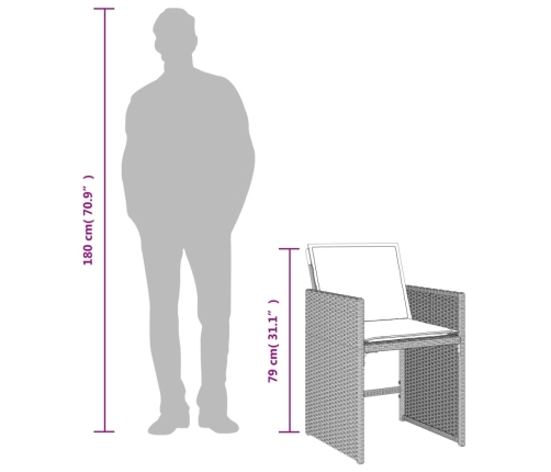 Sillones de jardín con cojines 4 uds ratán sintético gris claro