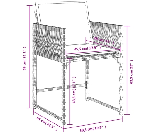 Sillones de jardín con cojines 4 uds ratán sintético gris