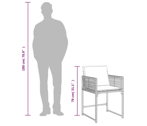 Sillones de jardín con cojines 4 uds ratán sintético gris