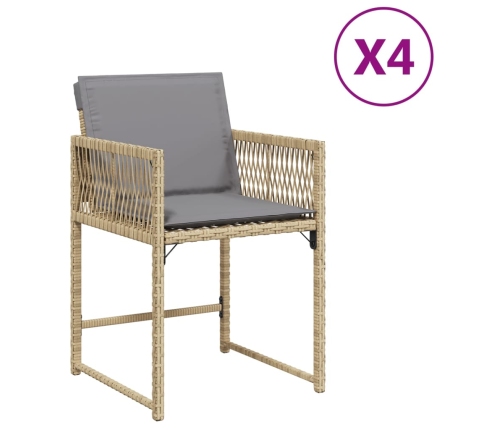 Sillones jardín con cojines 4 uds ratán sintético beige mezcla