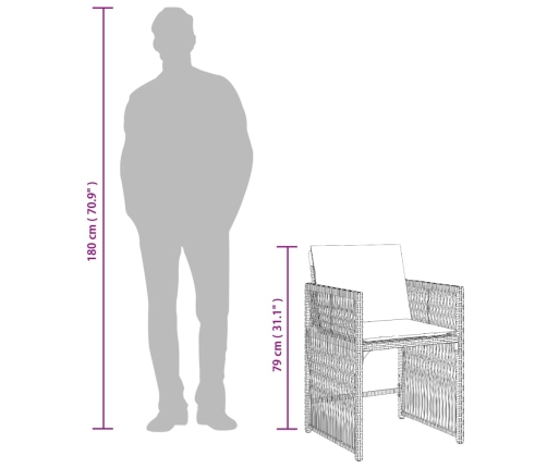 Sillones de jardín con cojines 4 uds ratán sintético gris