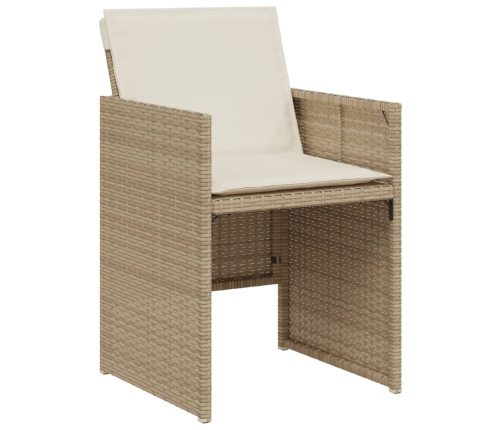 Sillas y mesita de jardín 3 piezas ratán sintético cojín beige