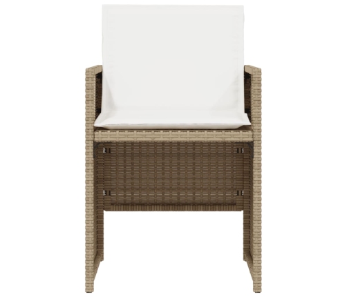Sillas y mesita de jardín 3 piezas ratán sintético cojín beige