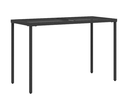 Mesa de jardín superficie de vidrio ratán PE negro 115x54x74 cm