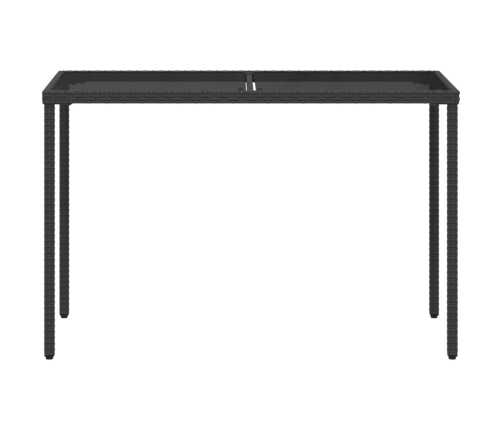 Mesa de jardín superficie de vidrio ratán PE negro 115x54x74 cm