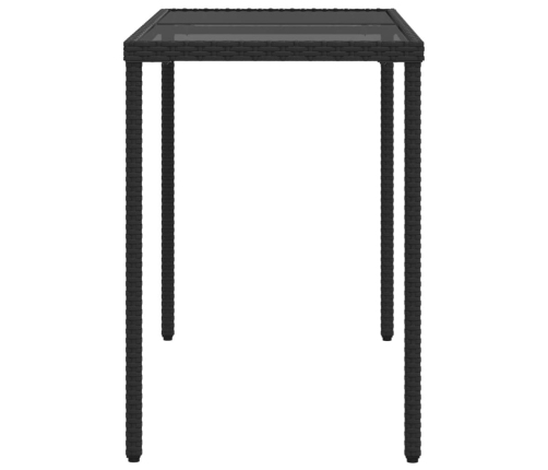 Mesa de jardín superficie de vidrio ratán PE negro 115x54x74 cm