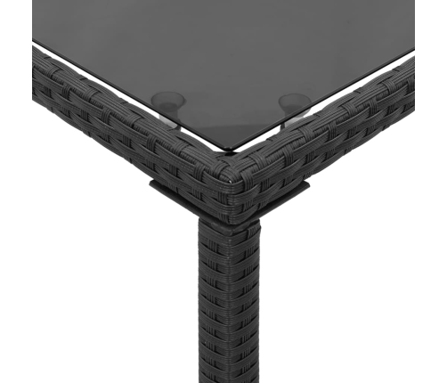 Mesa de jardín superficie de vidrio ratán PE negro 115x54x74 cm