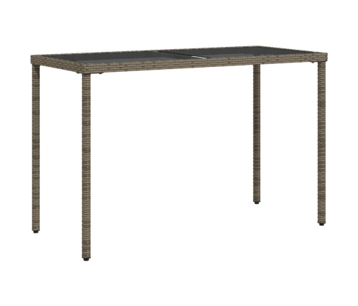 Mesa de jardín superficie de vidrio ratán PE gris 115x54x74 cm