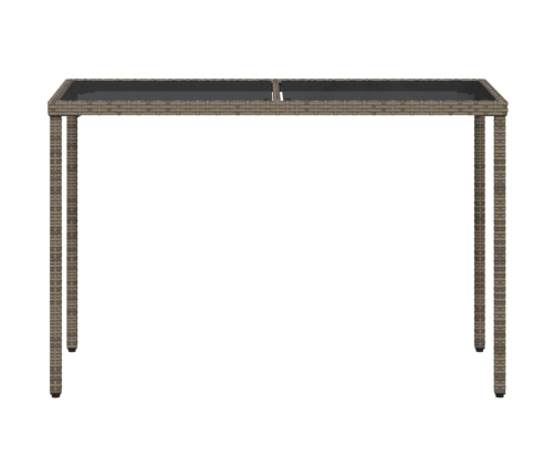 Mesa de jardín superficie de vidrio ratán PE gris 115x54x74 cm