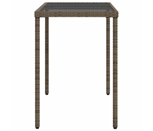 Mesa de jardín superficie de vidrio ratán PE gris 115x54x74 cm