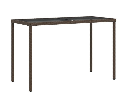 Mesa de jardín superficie vidrio ratán PE marrón 115x54x74 cm