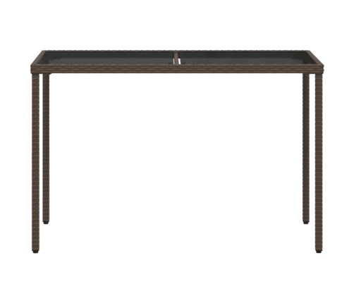 Mesa de jardín superficie vidrio ratán PE marrón 115x54x74 cm