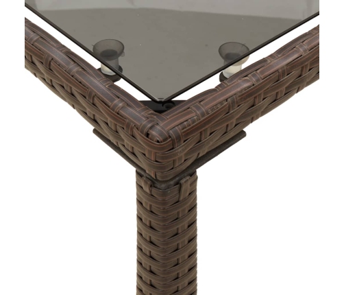 Mesa de jardín superficie vidrio ratán PE marrón 115x54x74 cm