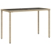 vidaXL Mesa de jardín superficie de vidrio ratán PE beige 115x54x74 cm