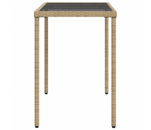 vidaXL Mesa de jardín superficie de vidrio ratán PE beige 115x54x74 cm