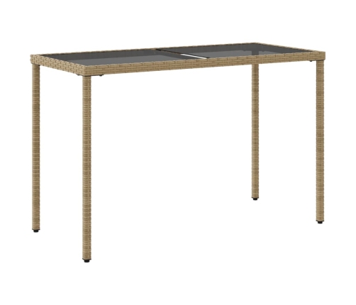 vidaXL Mesa de jardín superficie de vidrio ratán PE beige 115x54x74 cm