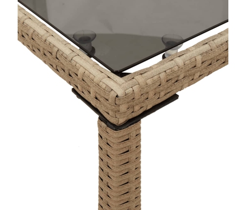 vidaXL Mesa de jardín superficie de vidrio ratán PE beige 115x54x74 cm