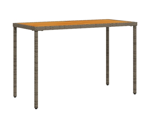 Mesa de jardín superficie de madera ratán PE gris 115x54x74 cm