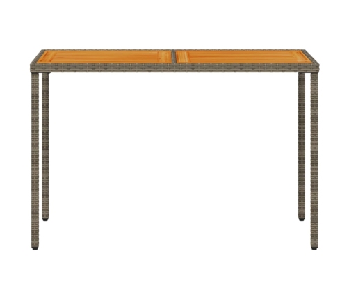 Mesa de jardín superficie de madera ratán PE gris 115x54x74 cm