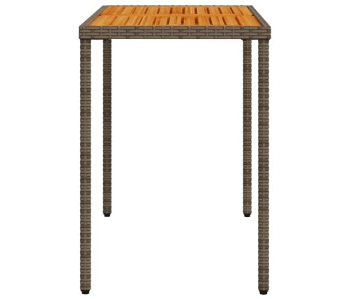 Mesa de jardín superficie de madera ratán PE gris 115x54x74 cm