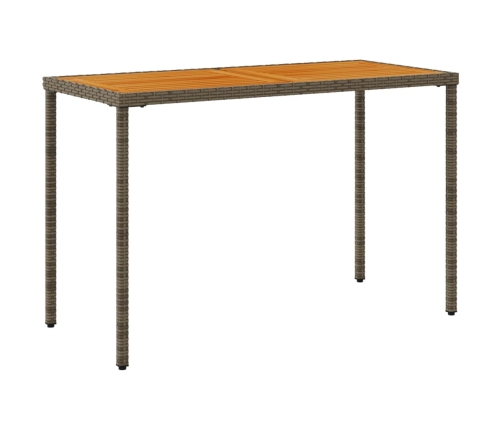 Mesa de jardín superficie de madera ratán PE gris 115x54x74 cm