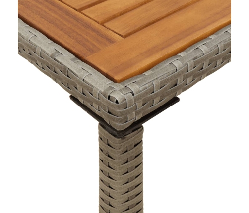 Mesa de jardín superficie de madera ratán PE gris 115x54x74 cm