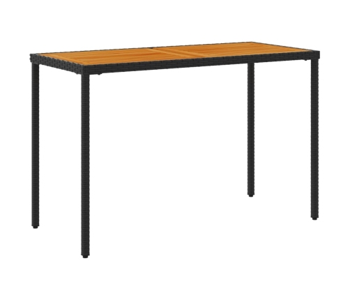 vidaXL Mesa de jardín superficie de madera ratán PE negro 115x54x74 cm