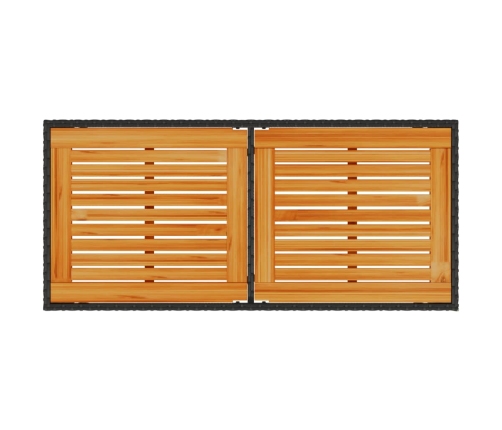 vidaXL Mesa de jardín superficie de madera ratán PE negro 115x54x74 cm