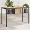 vidaXL Mesa de jardín superficie de madera ratán PE negro 115x54x74 cm