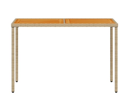 Mesa de jardín superficie de madera ratán PE beige 115x54x74 cm