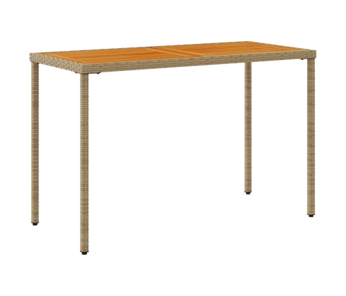 Mesa de jardín superficie de madera ratán PE beige 115x54x74 cm