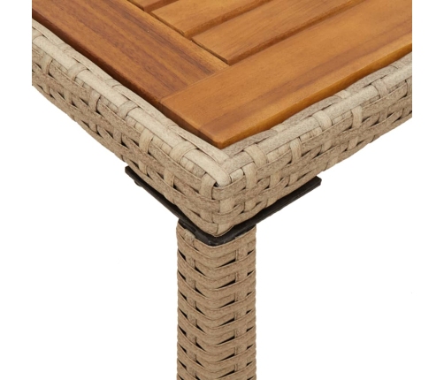 Mesa de jardín superficie de madera ratán PE beige 115x54x74 cm