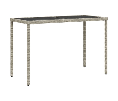 Mesa jardín superficie vidrio ratán PE gris claro 115x54x74 cm