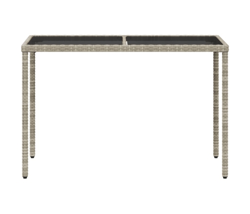 Mesa jardín superficie vidrio ratán PE gris claro 115x54x74 cm