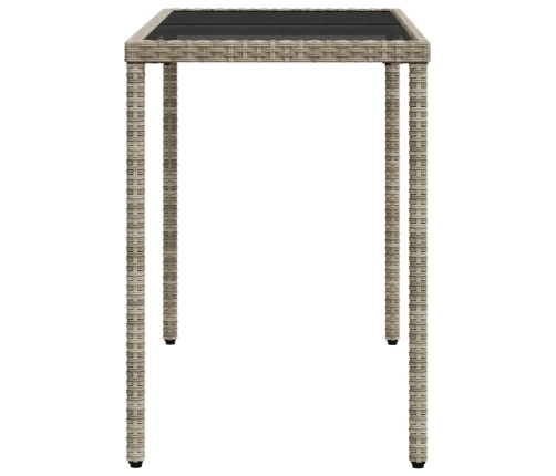 Mesa jardín superficie vidrio ratán PE gris claro 115x54x74 cm