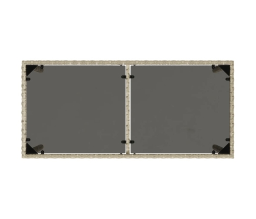 Mesa jardín superficie vidrio ratán PE gris claro 115x54x74 cm