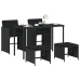 Set de muebles jardín 5 pzas con cojines ratán sintético negro