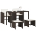 Set comedor de jardín 5 piezas y cojines ratán sintético marrón