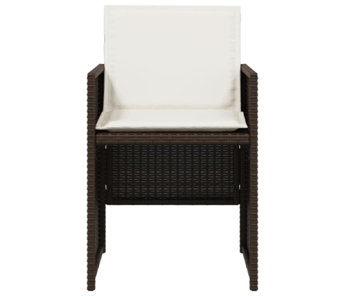Set comedor de jardín 5 piezas y cojines ratán sintético marrón