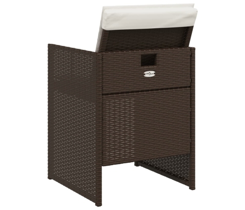 Set comedor de jardín 5 piezas y cojines ratán sintético marrón