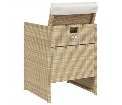 Set comedor de jardín 5 pzas con cojines ratán sintético beige