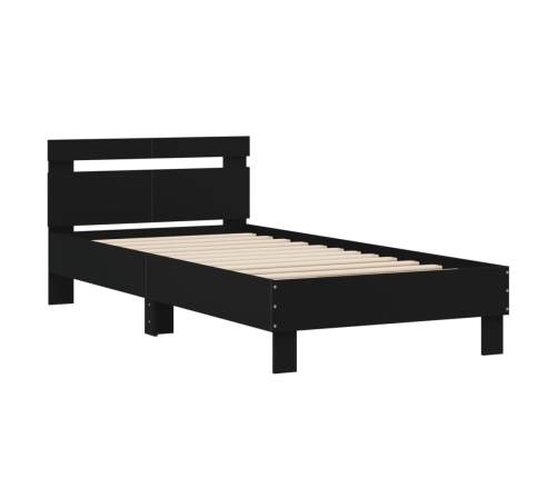 Estructura cama con cabecero madera ingeniería negro 100x200 cm