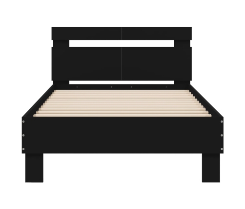 Estructura cama con cabecero madera ingeniería negro 100x200 cm